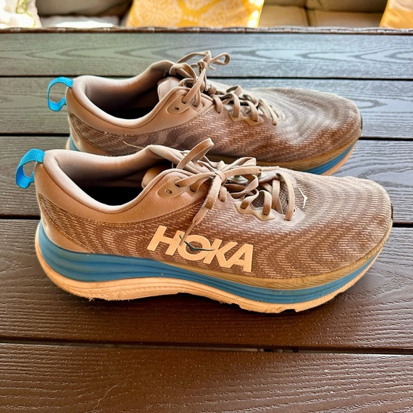 Hoka Other - Hoka Gaviota Men's Taupe and Blue Athletic Shoes